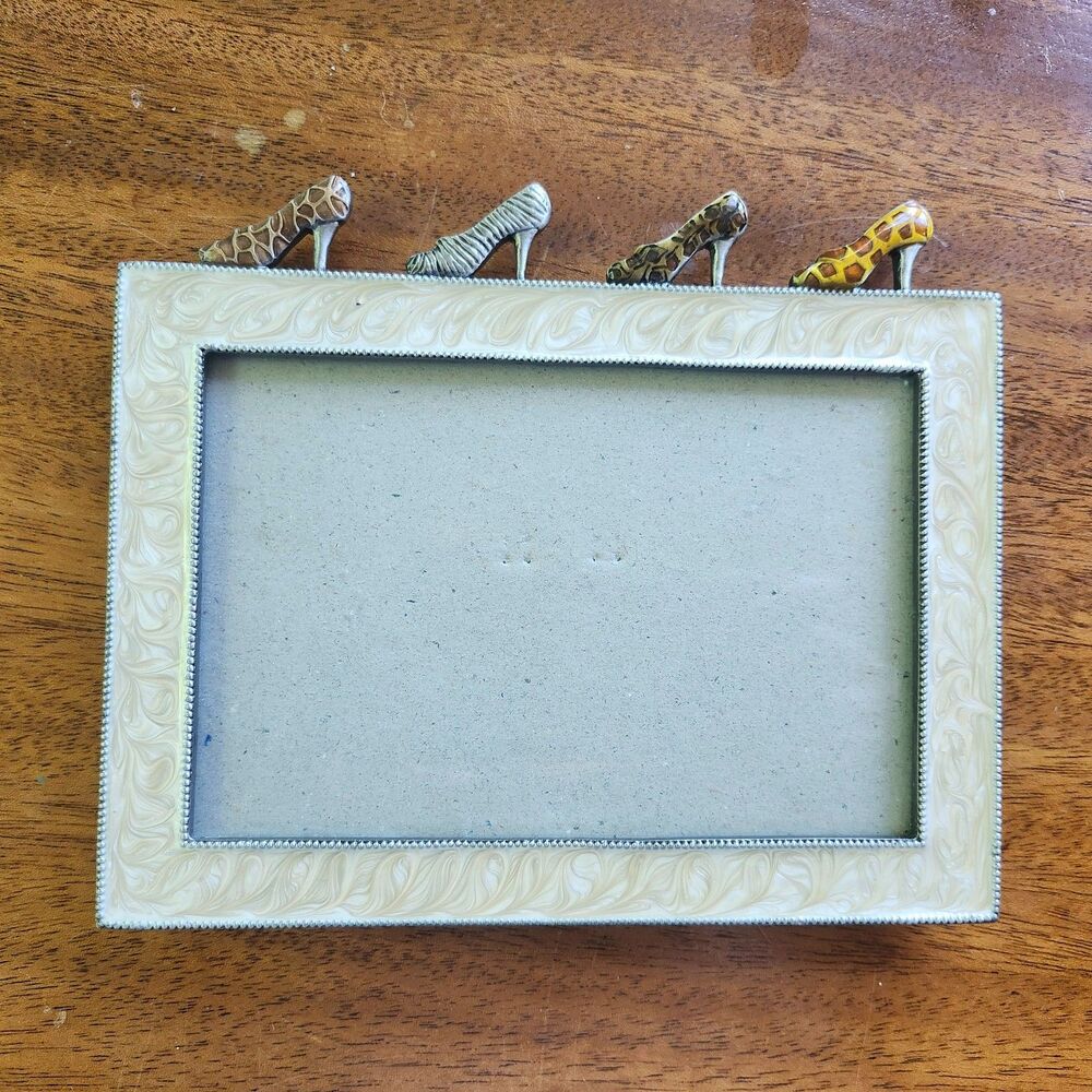 Meijer Animal Print High Heel Shoe Photo Frame 4x6 Cream Zebra Giraffe Desk